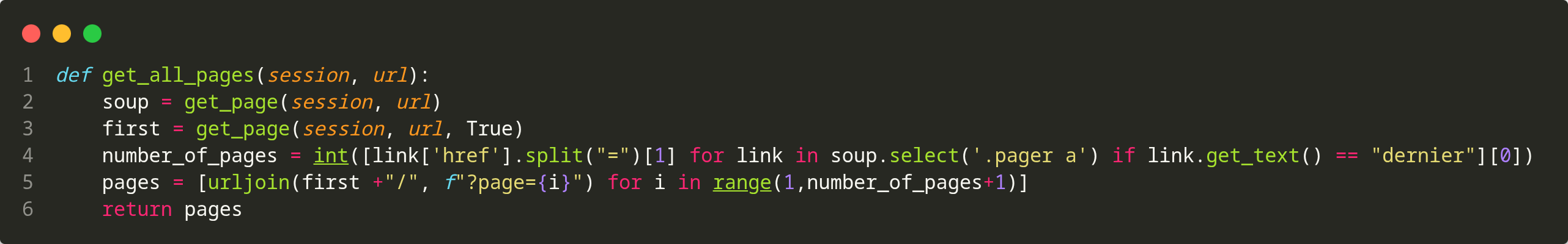 Fonction Python get_all_pages pour gerer la pagination du scraping